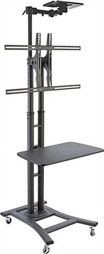 TV Stand With 28” AV Shelf & Camera Tray, Fits Monitors 37” To 70”, Tilting - Black