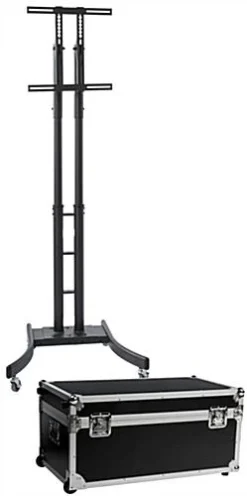 TV Stand W/ Wheels, Fits Monitors 32”-65”, Collapsible W/ Travel Case – Black