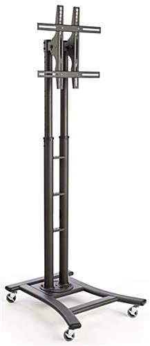 Black LED TV Stand Features 8 Height Adjustments And A Tilting Bracket