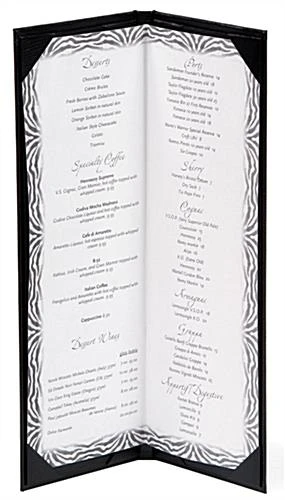 Menu Cover For 5 X 15 Menus, Photo Album Corners, Double Panel - Black - Image 2
