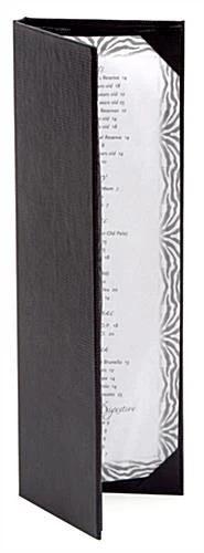 Menu Cover For 5 X 15 Menus, Photo Album Corners, Double Panel - Black