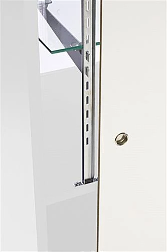 Retail Counter W/ White Finish, Adjustable Tempered Glass Shelves & Sliding Doors - Image 3