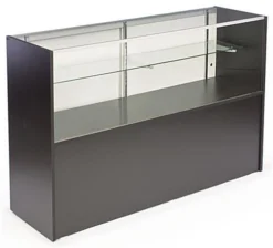 Display Cases W/ Black Finish, Adjustable Tempered Glass Shelf & Sliding Doors