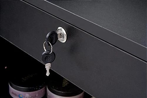 6ft Cash Wrap W/Display Case Front, Tempered Glass, Locking Drawers & Shelves - Black - Image 4