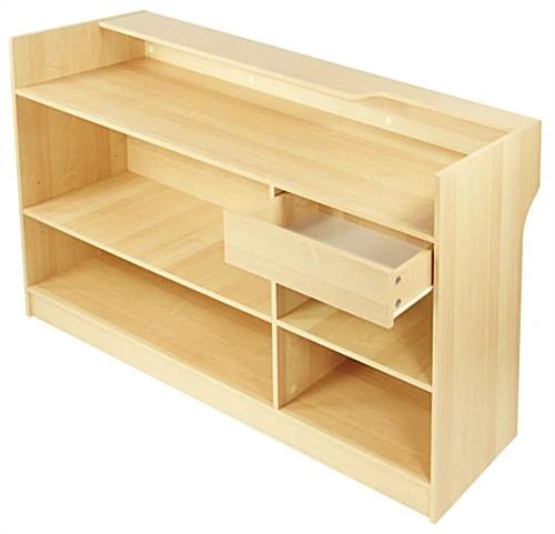 72" Cash Wrap W/ Adjustable Storage Shelves & Pull-out Drawer - Maple - Image 2