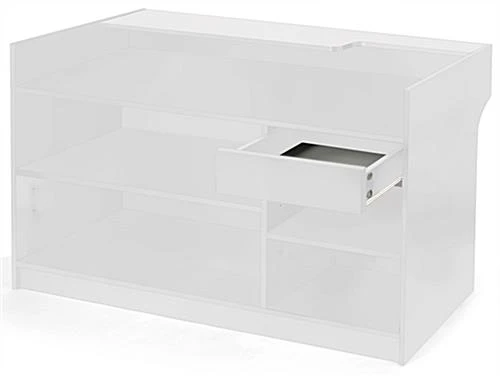 72" Cash Wrap W/ Adjustable Storage Shelves & Pull-out Drawer - White - Image 2