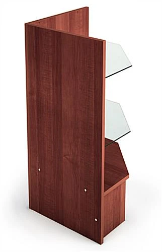 Corner Retail Counter W/ Cherry Finish & Adjustable Tempered Glass Shelves - Image 3