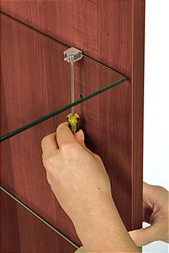 Corner Retail Counter W/ Cherry Finish & Adjustable Tempered Glass Shelves - Image 4