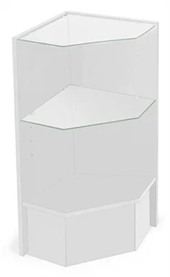 Corner Retail Counter W/ Adjustable Tempered Glass Shelves & White Finish