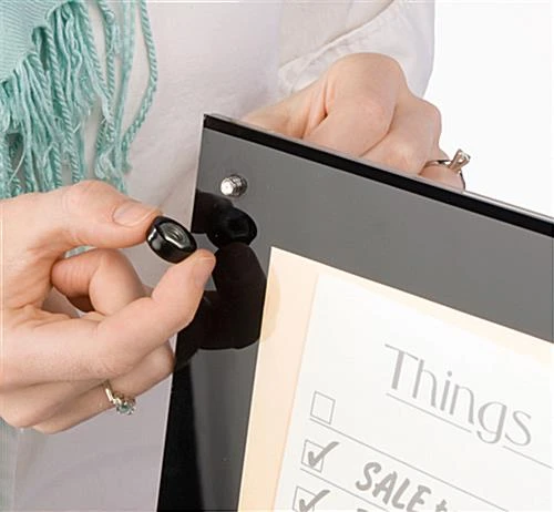 8.5 X 11 Menu Stand For Floor, Tilting Bracket, Curved Post - Black - Image 3