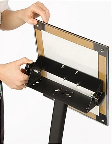 8.5 X 11 Menu Stand For Floor, Tilting Bracket, Curved Post - Black - Image 4