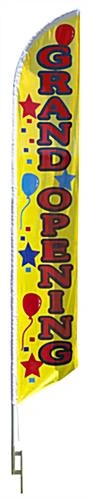 14' Feather Flag & Ground Spike With Pre-printed GRAND OPENING Message - Yellow