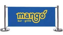 Café Barrier System W/ 7 Custom Banners (1 Color Printing) & 8 Stanchions - Blue