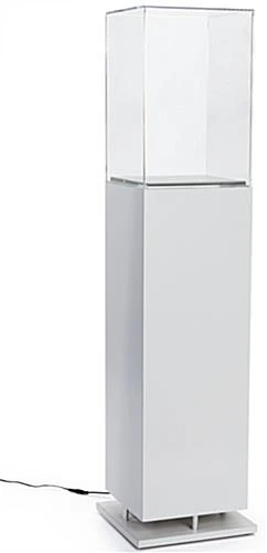 13" Pedestal Display Case, Bottom Lit, Interior LED Lights - White - Image 3