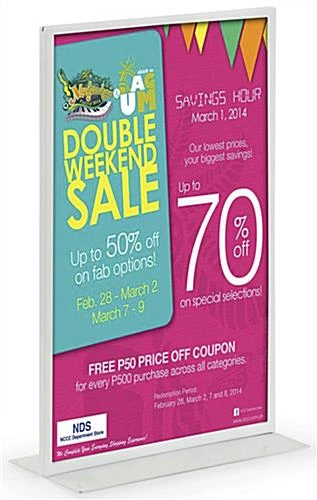 11 X 17 Sign Holder For Counter, Double Sided, Weighted Base - White - Image 2