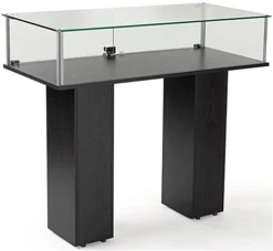 46" Display Case With Pedestal Design, Rear Hinged Doors, Frameless - Black