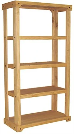 Wood Shelving Unit With 3 Open Pine Shelves