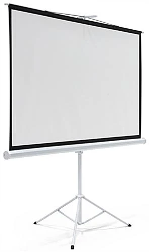 79 X 45 Projector Screen With Tripod Stand, 90-inch Retractable Screen - Black - Image 2