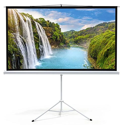 79 X 45 Projector Screen With Tripod Stand, 90-inch Retractable Screen - Black - Image 3