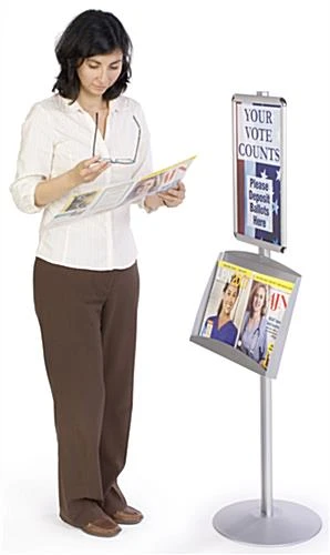 11 X 17 Sign Stand, Snap Open, Metal Tray For Literature - Silver - Image 3