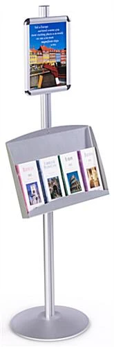 8.5 X 11 Sign Stand, Snap Open, Metal Tray For Literature - Silver