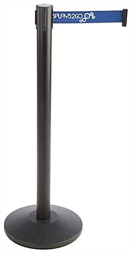 QueuePole.Economy 41.5" Black Stanchion Posts With 6.5' Blue Belt - 2 Color Printing