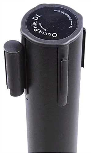 QueuePole 40" Stanchion Post With 9.5' Black Retractable Belt - Black - Image 4