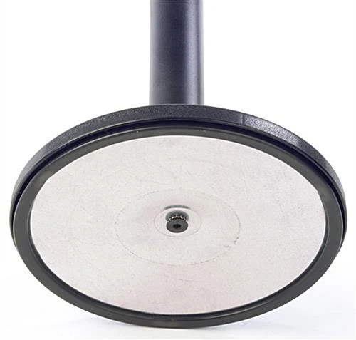 QueuePole Round 40" Stanchion Post With 9.5' Blue Retractable Belt - Black - Image 3