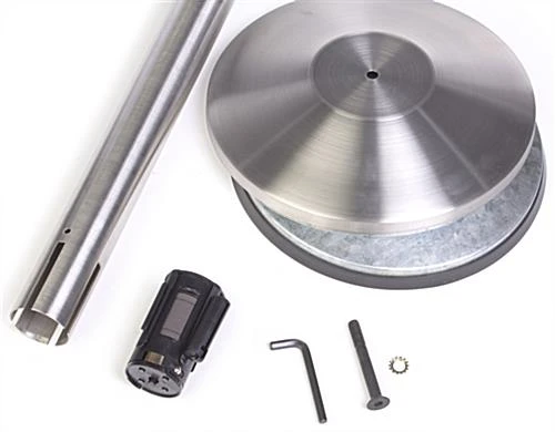 QueuePole 40" Stanchion Post With 9.5' Black Retractable Belt - Silver - Image 3