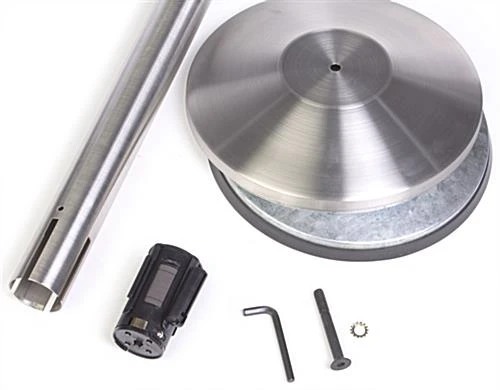 QueuePole 40" Stanchion Post With 9.5' Gray Retractable Belt - Silver - Image 3