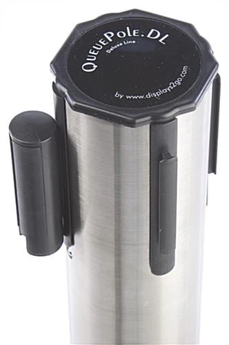 QueuePole 40" Stanchion Post With 9.5' Gray Retractable Belt - Silver - Image 4