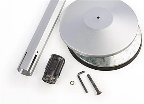 QueuePole Octagonal 40.25" Silver Stanchion Post W/ 9.5' Black Retracting Belt - Image 2