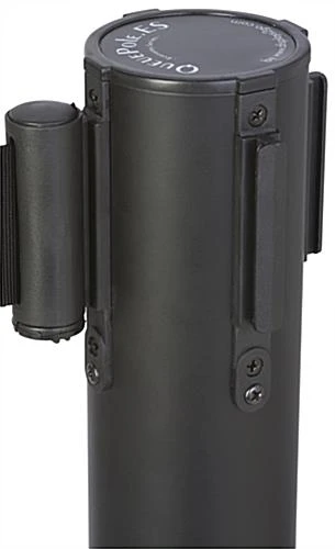 QueuePole.Economy 42" Black Stanchion Post With Dual 6.25’ Retractable Belts - Black - Image 3