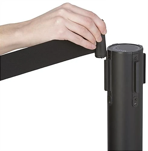 QueuePole.Economy 42" Black Stanchion Post With Dual 6.25’ Retractable Belts - Black - Image 5
