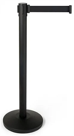 QueuePole.Economy 41.5" Black Stanchion Post With 6.5' Black Retractable Belt