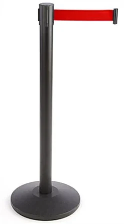 QueuePole.Economy 41.5" Black Stanchion Post With 6.5' Red Retractable Belt