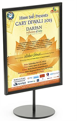 8.5 X 11 Sign Holder For Counter, Double Sided, Round Weighted Base - Black - Image 2