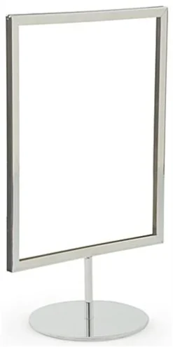 8.5 X 11 Sign Holder For Counter, Double Sided, Round Weighted Base - Chrome