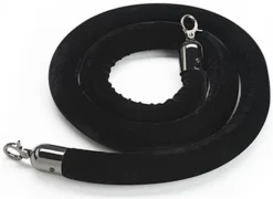 6.5’ Velvet Stanchion Rope With Black Clasps - Black