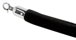 6.5' Velvet Stanchion Rope With Chrome Clasps - Black