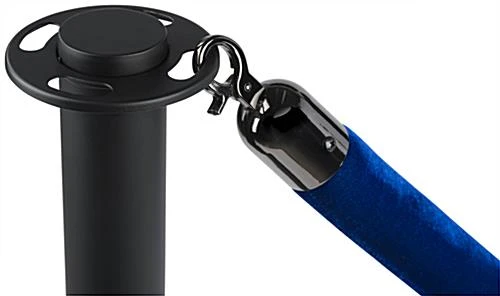 QueuePole Round (2) 39” Black Stanchion Posts W/ 6.5’ Velvet Rope - Blue - Image 2
