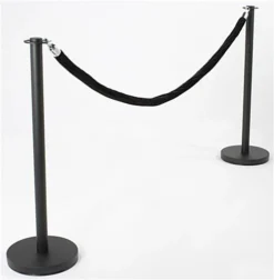 QueuePole Round Set Of (2) 39" Black Stanchion Posts With 6.5' Black Rope