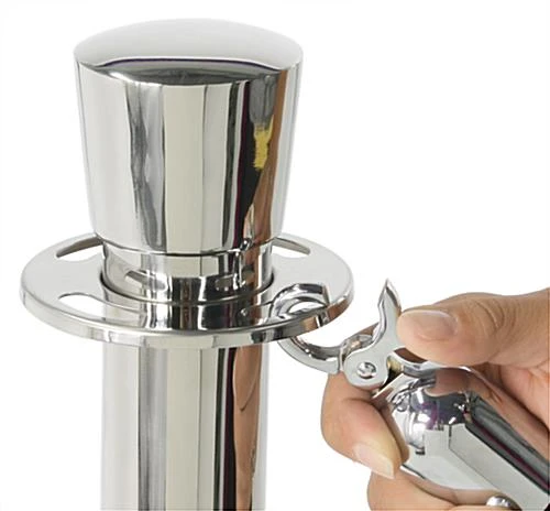 QueuePole Round Set Of (2) 39" Chrome Stanchion Posts With 6.5' Blue Rope - Image 2