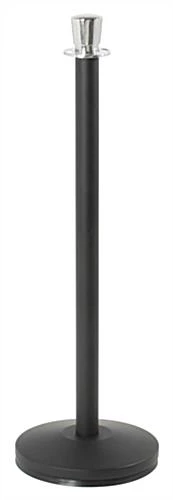 QueuePole 39" Black Stanchion Post W/ Chrome Top, Rope Not Included