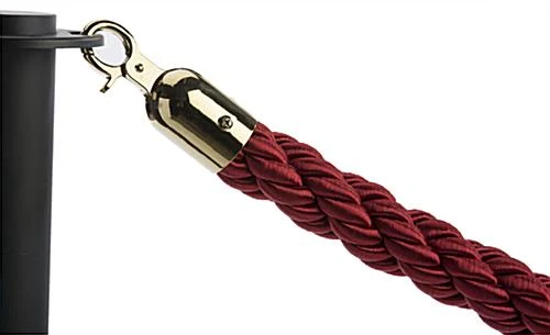 6.5' Braided Nylon Stanchion Rope With Brass-Colored Clasps - Red - Image 2