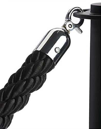 6.5' Braided Nylon Stanchion Rope With Chrome Clasps - Black - Image 2