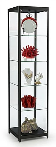 18" DIY Display Case, Adjustable Shelves & Locking Hinged Door, Unassembled - Black