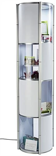 80.25" Portable Round Twist Tower W/Shelves, Top Light, White & Clear Panels - Silver - Image 4