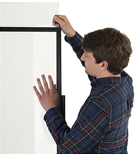 Floor Standing Sneeze Shield With Clear Acrylic Panel, Top Loading - Black - Image 3