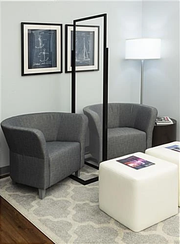 Floor Standing Sneeze Shield With Clear Acrylic Panel, Top Loading - Black - Image 5